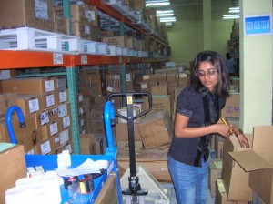 A health staff at work at the warehouse in Farm, EBD. 