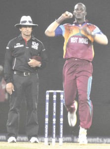 Darren Sammy in action during the opening game against Ireland.