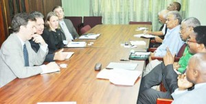 APNU leaders [right) and top diplomats meeting yesterday.