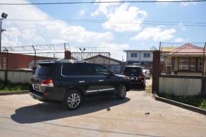 The two vehicles being driven yesterday into the GRA’s bond at Eccles Industrial site.