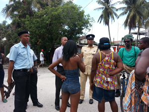 Several residents registering their concerns with the police.