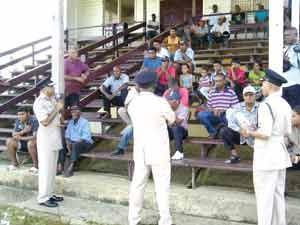 Commissioner of Police [Ag) Seelall Persaud addressing some West Berbice residents 