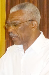 APNU+AFC Presidential Candidate, David Granger, addresses the gathering.