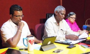 The PPP Commissioners, from left: Sase Gunraj, Robeson Benn and Bibi Shadick.