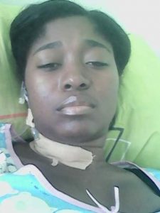 Hospitalised during one of her sickle cell crises.