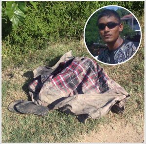 Dead: Faiyaz Narinedatt [inset) and the clothes reportedly worn by the carpenter.