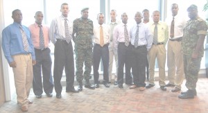 The GDF advance party headed by Major Ramkarran Doodnauth (fifth from left).