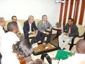 Minister of Agriculture, Robert Persaud meeting with the Brazilian team yesterday 