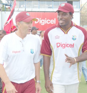 Chris Gayle, right, and Coach John Dyson