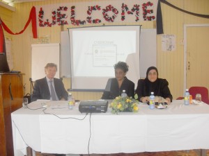 British Queen’s Counsel Paul Garlick shares the head  table with Justice Claudette Singh, centre, and Director  of Public Prosecutions Shalimar Ali-Hack.