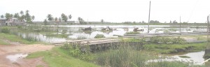 A section of Whim Village under flood water on Friday.