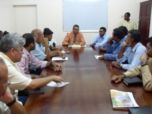 Minister Robert Persaud meeting with rice millers yesterday 