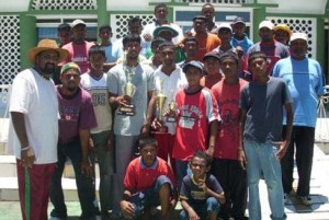 The victorious Leonora Masjid team pose with their  trophies along with Sponsor Mr. Feroze Khan.