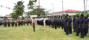 The paramilitary organisations at the Flag Raising Ceremony in New Amsterdam