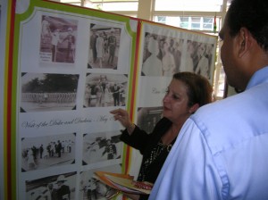  Presidential Advisor Gail Teixeira shares her intrigue of photos of the Duke and Duchess on a visit to Guyana in May, 1966, with Minister of Culture Dr Frank Anthony.