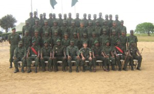 Commodore Gary Best (5th from left) and other top army officials photographed with some of the 174 new ranks after graduation from the BRC 2009/01