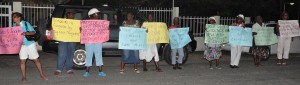 A number of PNCR protesters gathered in front of the  Pegasus Hotel, carrying out their usual picketing exercise