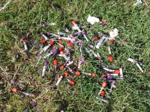 Some of the dumped syringes and vials found yesterday