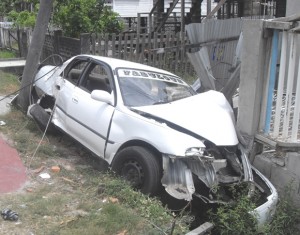 The scene at 42 Public Road, Kitty following a car crash yesterday morning.