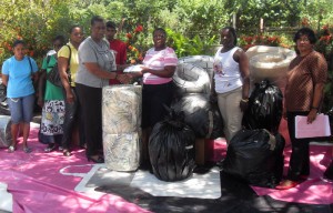 The affected families receiving donations 