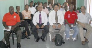 Members of the planning committee of the Georgetown Rotary following a recent meeting.  In from row from left are: Wilton Spencer, Lisa Foster, Affeeze Khan, President Pradeep Santani, Keith French and Paul Chan-A-Sue.  