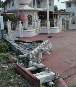 A demolished illegal structure on West Coast Demerara that was victim of the Works Ministry’s hammer 