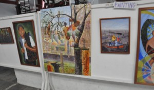 Some of the exhibits of the 2009 graduating class at the National Gymnasium Yesterday.    