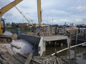 This $20m Pigeon Island  bridge under construction