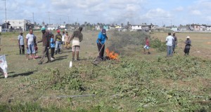 Members of the Community Policing Groups during their enhancement campaign at the Haslington New Housing Scheme playfield.   