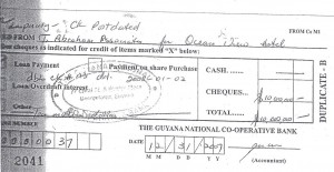 A copy of documentation which Rambarran says corroborates that he made a payment of $10M to GNCB even before the Sale Agreement was signed