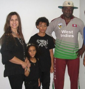 Carl Hooper and his family last week in Barbados.