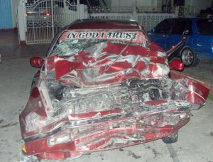 Alwyn Jordan’s mangled vehicle