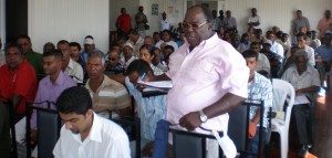 Essequibo rice farmers in meeting with government and other key bodies yesterday at Anna Regina.