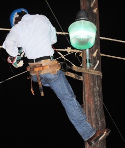 Street light installation for a dangerous stretch of the # 4 and #5 villages public roads in progress.