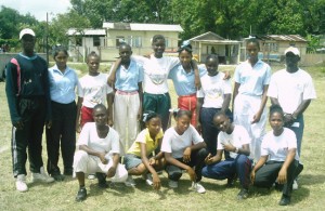 Champions Diamond Secondary School pose with Sports Officer  Wayne Francois shortly after the presentation ceremony last Friday.