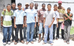 The Guyana team at the GCB office at Bourda before they left for Essequibo on Friday.