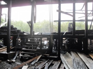 A section of the damaged sawmill 