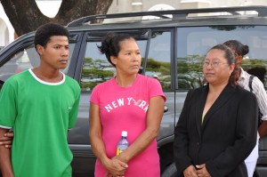 Minister of Amerindian Affairs, Pauline Sukhai (right), just  after the protest against the Amerindian People’s Association. 