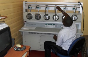 A GNBS technician tests the calibration of GPL meters 