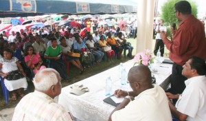 Minister of Housing and Water, Irfaan Ali delivering remarks during the Ministry’s ‘One Stop Shop’ exercise.