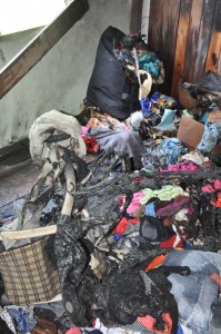  The damaged bedroom in which the fire started