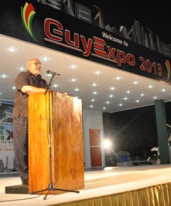 President Ramotar delivers the keynote address at the opening of GuyExpo 2013