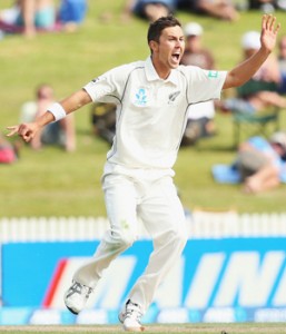 Trent Boult celebrates the fall of another West Indian wicket. (Getty Images)