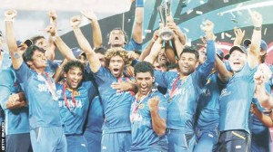 Sri Lanka celebrate after beating India to win the title. (Getty Images)