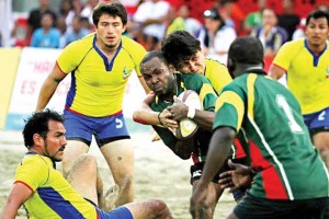 Action in the Guyana/Ecuador match in Venezuela, the Guyanese went down 4-7.