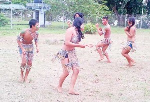 St. Cuthbert's Mission dancers engage in a cultural display.