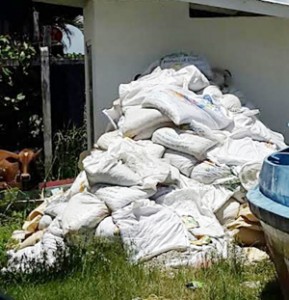 Some of the stolen stone was bagged and ready to be transported elsewhere.