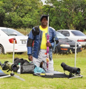 Lennox Braithwaite prepares for the final range on day 2.Franklin Wilson photo