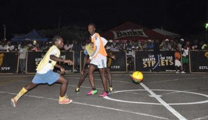 Part of the action in the Group Stage of the Georgetown Zone of the Guinness ‘Greatest of de Streets’ Futsal Competition.