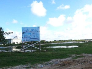 Nothing doing:  - There was no sun and definitely not much evidence of sand yesterday at the Liliendaal site of the proposed US$54M Indian-owned hotel.